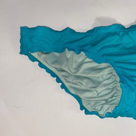 Victoria's Secret Ruffle Cheeky Blue Swim Bikini Bathing Suit Bottoms Size Small - Picture 3 of 5